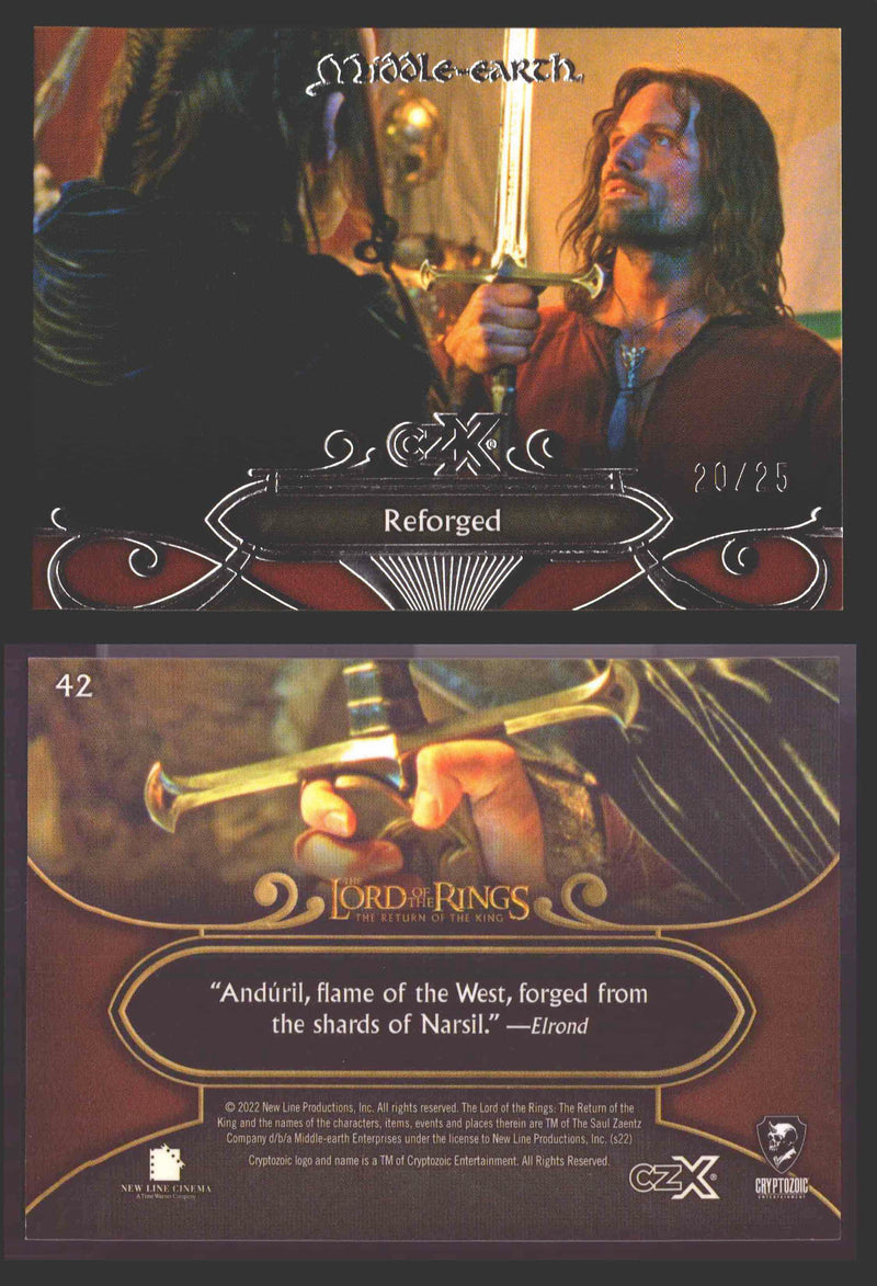 2022 Cryptozoic CZX Middle Earth Silver Parallel Base Card Singles 1-50 #/25 42 Reforged - TvMovieCards.com