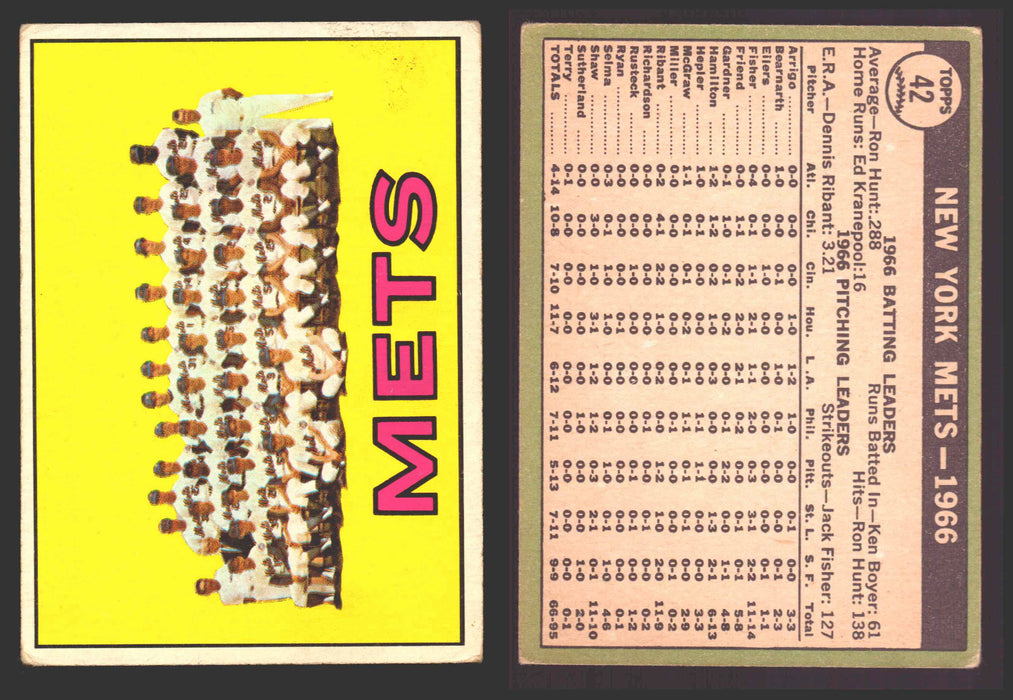 1967 Topps Baseball Trading Card You Pick Singles #1-#99 VG/EX #	42 New York Mets Team  - TvMovieCards.com