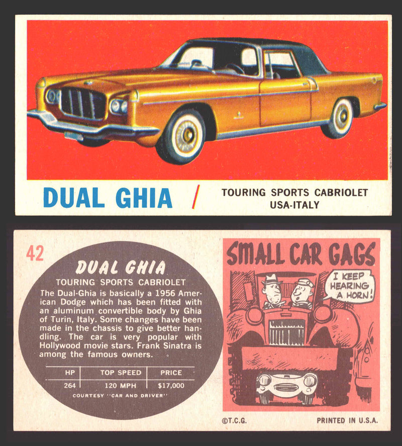 1961 Topps Sports Cars (White Back) Vintage Trading Cards #1-#66 You Pick Singles #42   Dual Ghia  - TvMovieCards.com