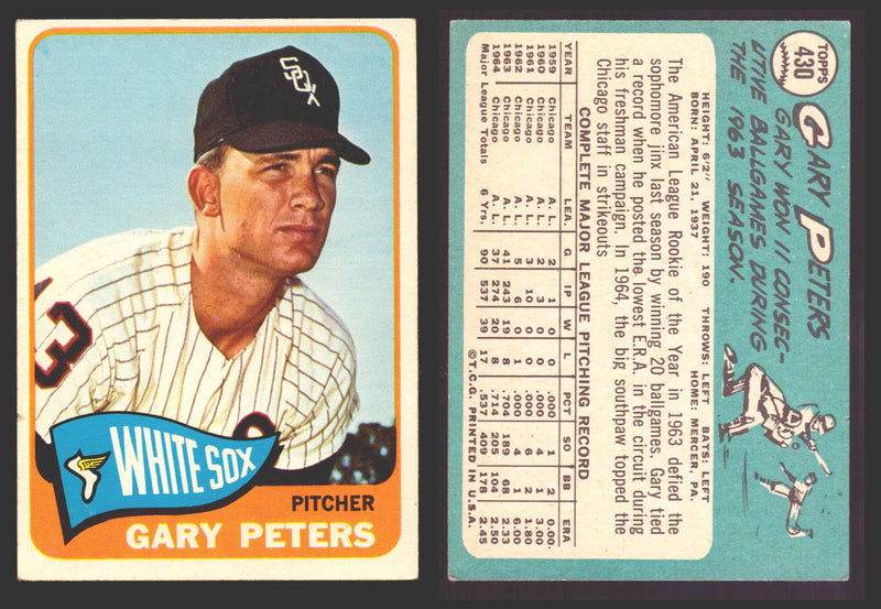 1965 Topps Baseball Trading Card You Pick Singles #400-#499 VG/EX   - TvMovieCards.com