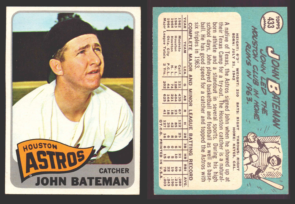 1965 Topps Baseball Trading Card You Pick Singles #400-#499 VG/EX #	433 John Bateman - Houston Astros  - TvMovieCards.com