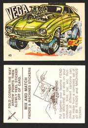 1970 Fiends and Machines Stickers Trading Card You Pick Singles #1-66 Donruss 43	Vega  - TvMovieCards.com