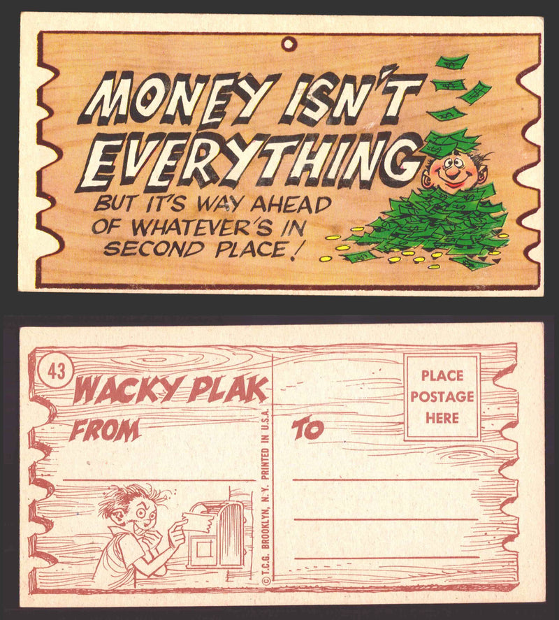 Wacky Plaks 1959 Topps Vintage Trading Cards You Pick Singles #1-88 #	 43   Money isn't everything - but it's way ahead of whatever's in second place  - TvMovieCards.com