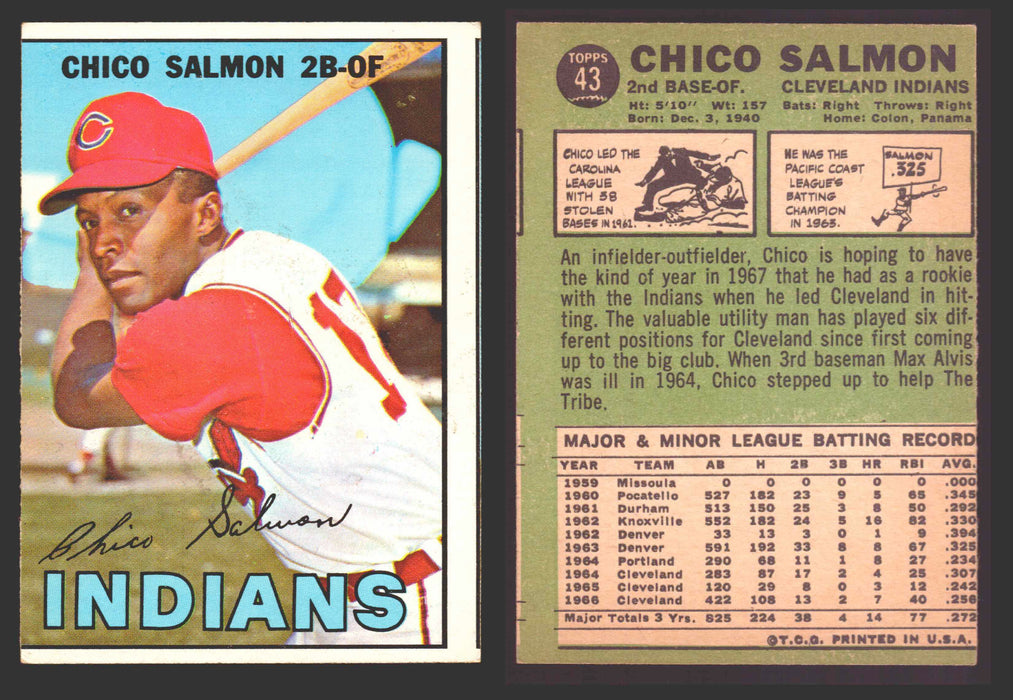 1967 Topps Baseball Trading Card You Pick Singles #1-#99 VG/EX #	43 Chico Salmon - Cleveland Indians  - TvMovieCards.com
