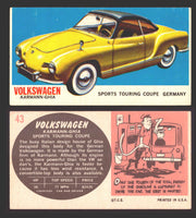 1961 Topps Sports Cars (White Back) Vintage Trading Cards #1-#66 You Pick Singles #43   Volkswagen Karmann-Ghia  - TvMovieCards.com