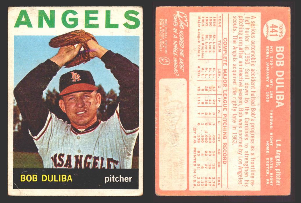 1964 Topps Baseball Trading Card You Pick Singles #300-#587 G/VG/EX #	441 Bob Duliba - Los Angeles Angels  - TvMovieCards.com