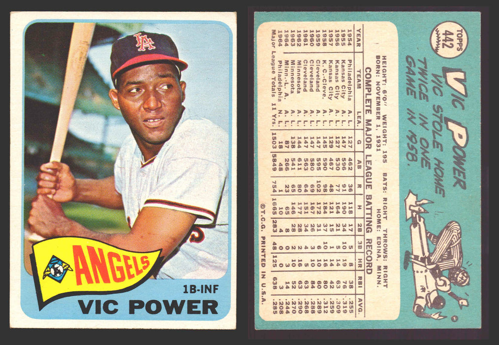 1965 Topps Baseball Trading Card You Pick Singles #400-#499 VG/EX #	442 Vic Power - Los Angeles Angels  - TvMovieCards.com
