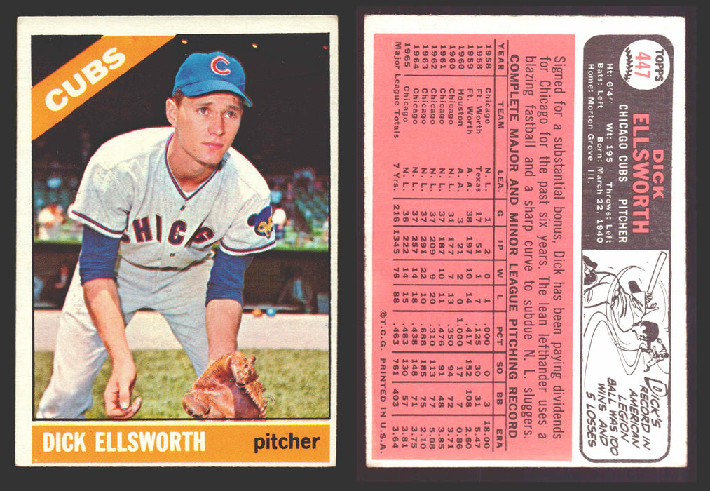 1966 Topps Baseball Trading Card You Pick Singles #400-#598VG/EX #	447 Dick Ellsworth - Chicago Cubs  - TvMovieCards.com