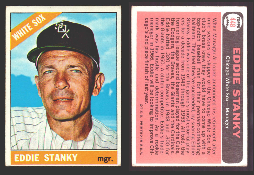1966 Topps Baseball Trading Card You Pick Singles #400-#598VG/EX #	448 Eddie Stanky - Chicago White Sox  - TvMovieCards.com