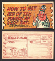 Wacky Plaks 1959 Topps Vintage Trading Cards You Pick Singles #1-88 #	 44   How to get rid of 10 pounds of ugly fat - Cut off your head  - TvMovieCards.com