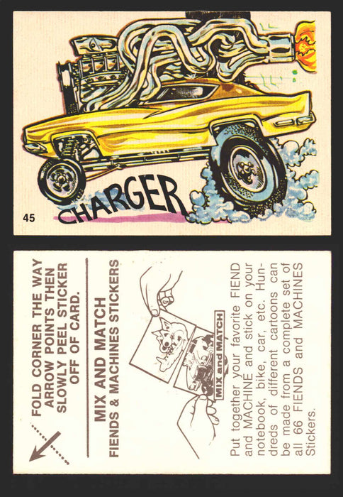 1970 Fiends and Machines Stickers Trading Card You Pick Singles #1-66 Donruss 45	Charger  - TvMovieCards.com