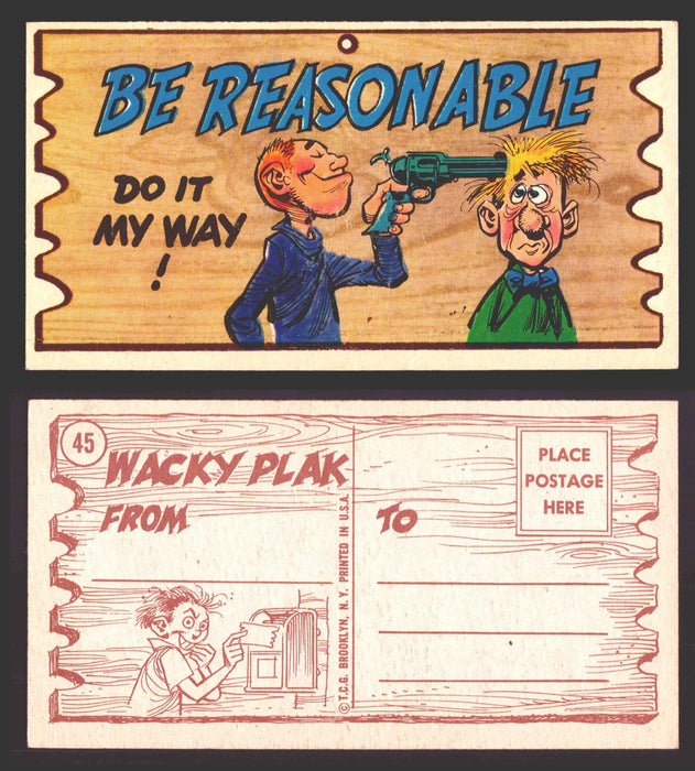 Wacky Plaks 1959 Topps Vintage Trading Cards You Pick Singles #1-88 #	 45   Be reasonable - Do it my way  - TvMovieCards.com