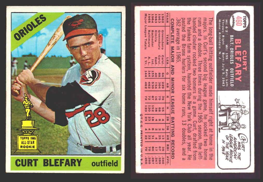 1966 Topps Baseball Trading Card You Pick Singles #400-#598VG/EX #	460 Curt Blefary - Baltimore Orioles  - TvMovieCards.com