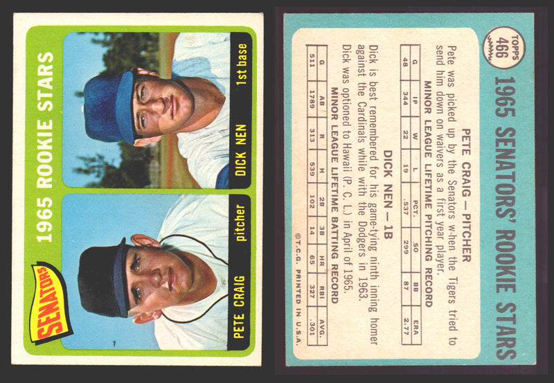 1965 Topps Baseball Trading Card You Pick Singles #400-#499 VG/EX   - TvMovieCards.com