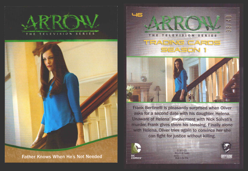 Arrow Season 1 Gold Parallel Base Trading Card You Pick Singles #1-95 xx/40 #	  46   Father Knows When He's Not Needed  - TvMovieCards.com