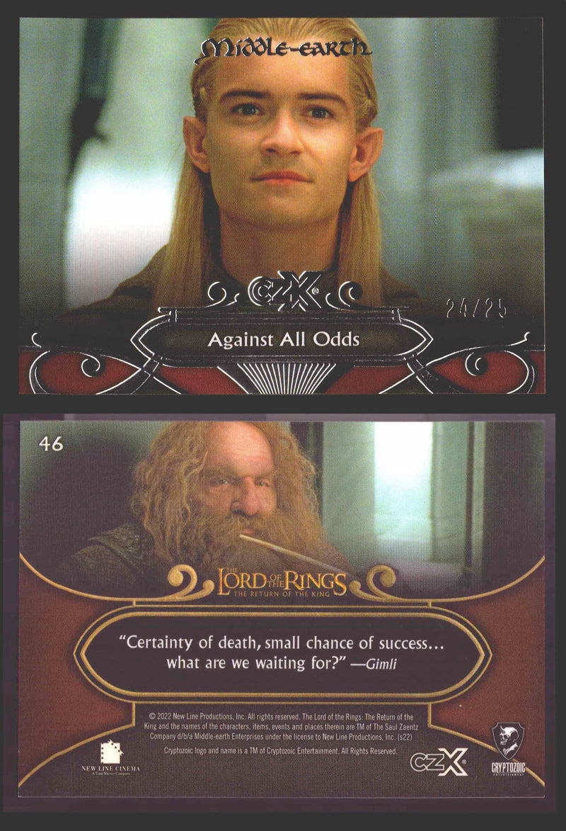 2022 Cryptozoic CZX Middle Earth Silver Parallel Base Card Singles 1-50 #/25
