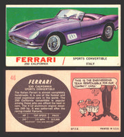 1961 Topps Sports Cars (White Back) Vintage Trading Cards #1-#66 You Pick Singles #46   Ferrari 250 California  - TvMovieCards.com
