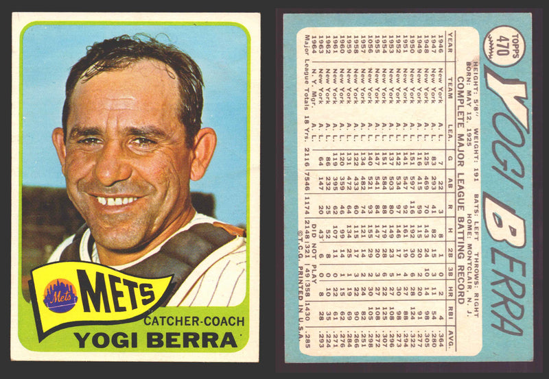 1965 Topps Baseball Trading Card You Pick Singles #400-#499 VG/EX   - TvMovieCards.com