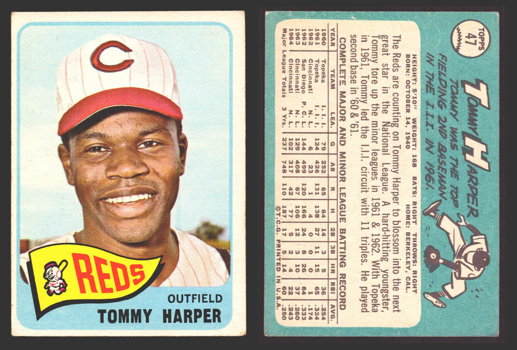 1965 Topps Baseball Trading Card You Pick Singles #1-#99 VG/EX #	47 Tommy Harper - Cincinnati Reds  - TvMovieCards.com