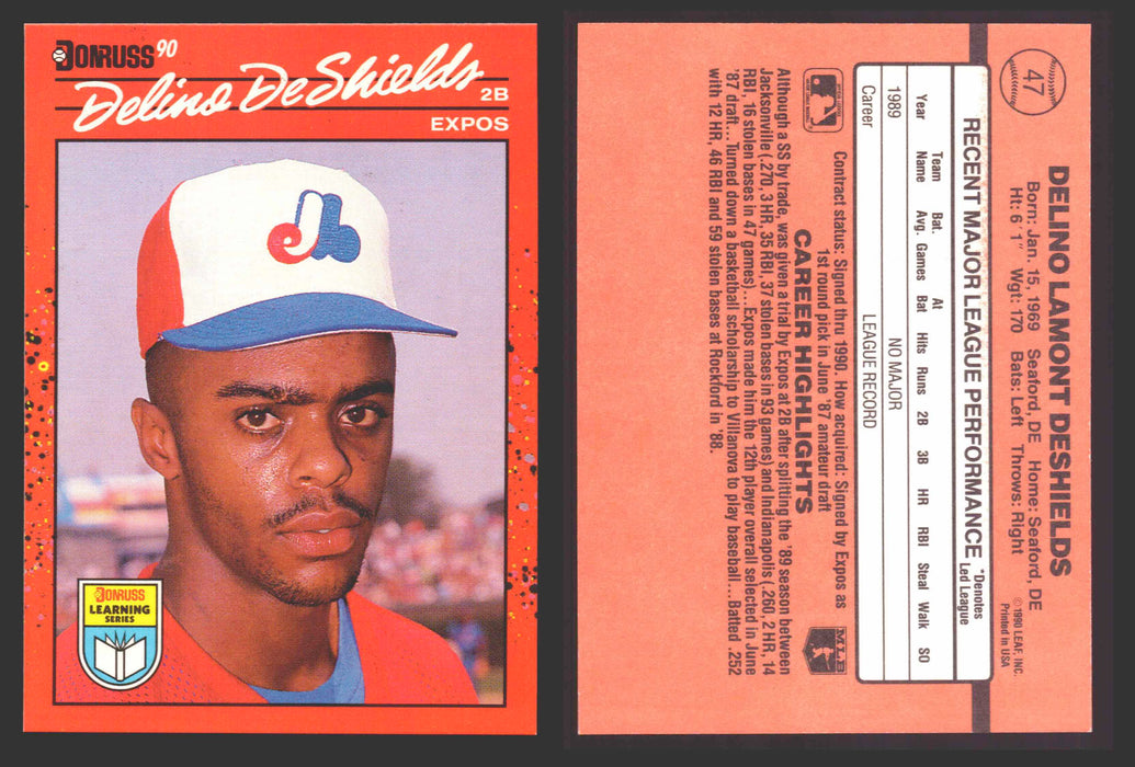 1990 Donruss Baseball Learning Series Trading Card You Pick Singles #1-55 #	47 Delino DeShields  - TvMovieCards.com