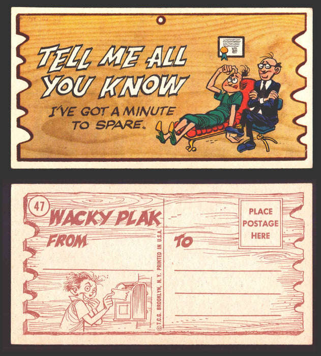 Wacky Plaks 1959 Topps Vintage Trading Cards You Pick Singles #1-88 #	 47   Tell me all you know - I've got a minute to spare  - TvMovieCards.com