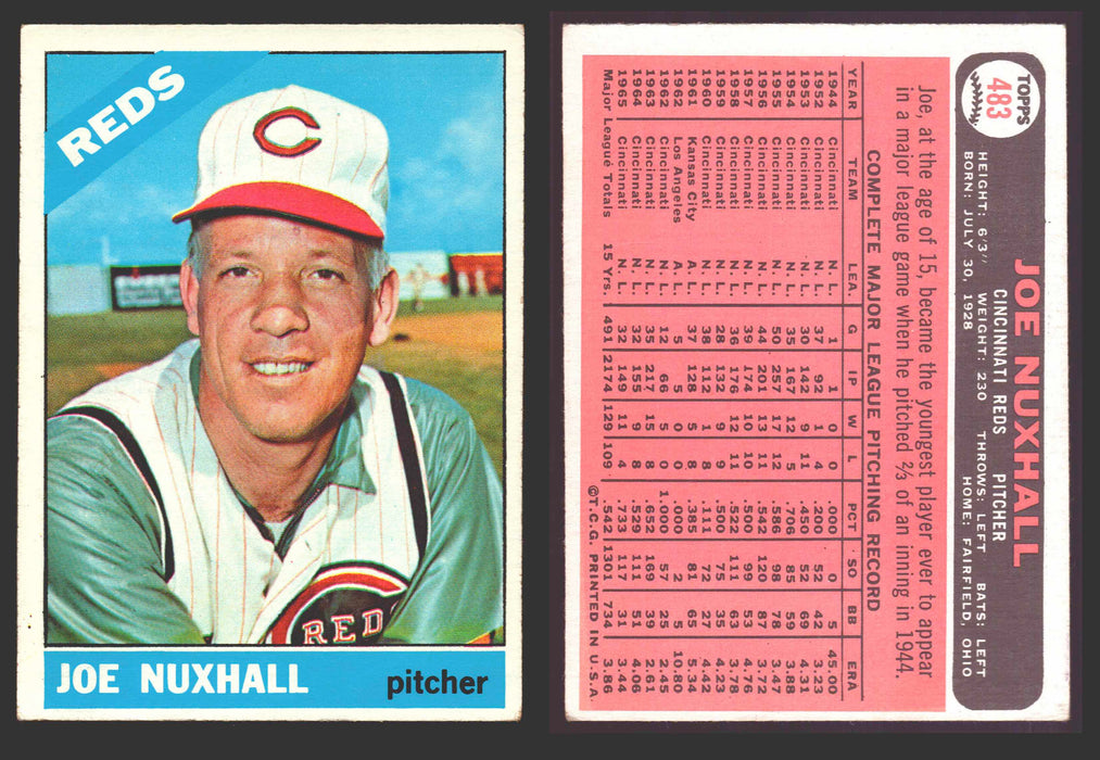 1966 Topps Baseball Trading Card You Pick Singles #400-#598VG/EX # 483 Joe Nuxhall - Cincinnati Reds  - TvMovieCards.com