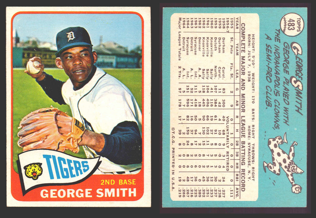 1965 Topps Baseball Trading Card You Pick Singles #400-#499 VG/EX #	483 George Smith - Detroit Tigers RC  - TvMovieCards.com