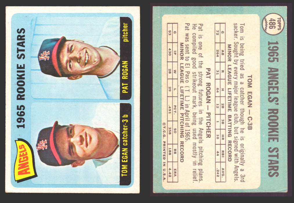 1965 Topps Baseball Trading Card You Pick Singles #400-#499 VG/EX #	486 Angels Rookies - Tom Egan / Pat Rogan RC  - TvMovieCards.com