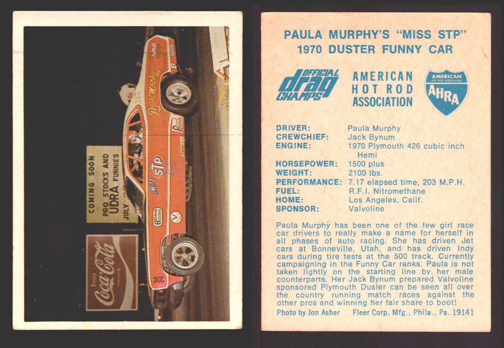 AHRA Official Drag Champs 1971 Fleer Vintage Trading Cards You Pick Singles #1-63 48   Paula Murphy's "Miss STP"                        1970 Duster Funny Car  - TvMovieCards.com