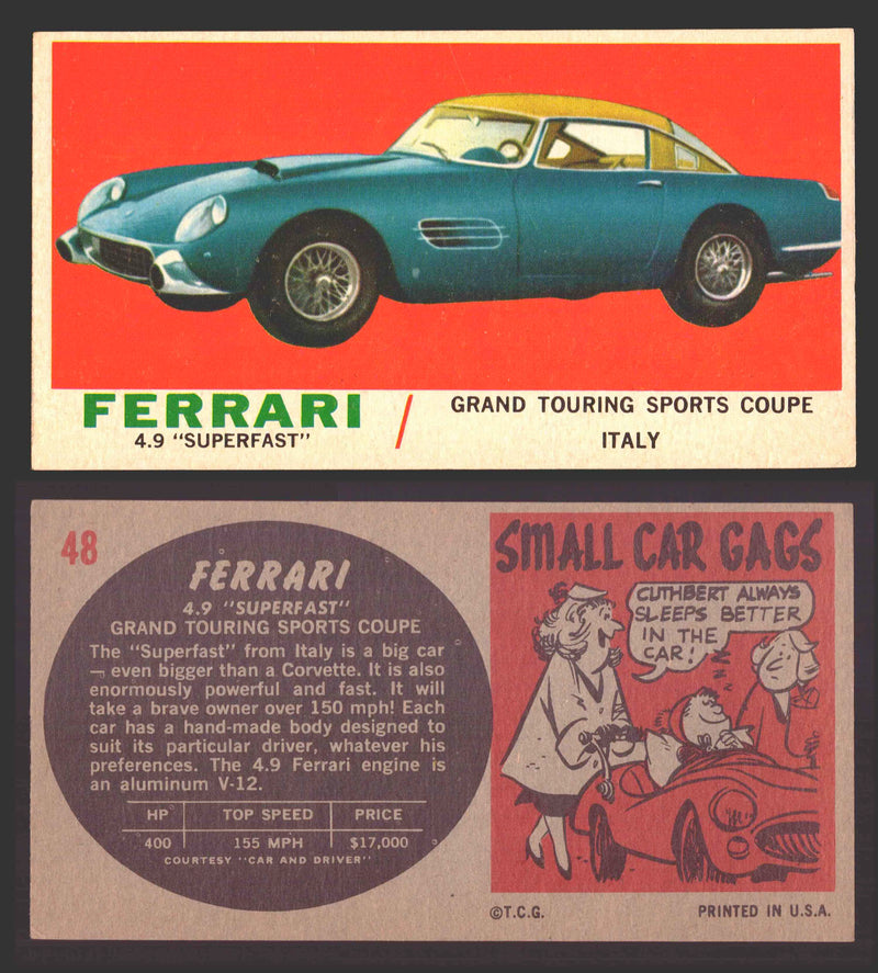 1961 Topps Sports Cars (Gray Back) Vintage Trading Cards #1-#66 You Pick Singles #48   Ferrari 4.9 "Superfast"  - TvMovieCards.com