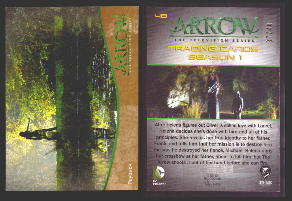 Arrow Season 1 Gold Parallel Base Trading Card You Pick Singles #1-95 xx/40 #	  48   Payback  - TvMovieCards.com