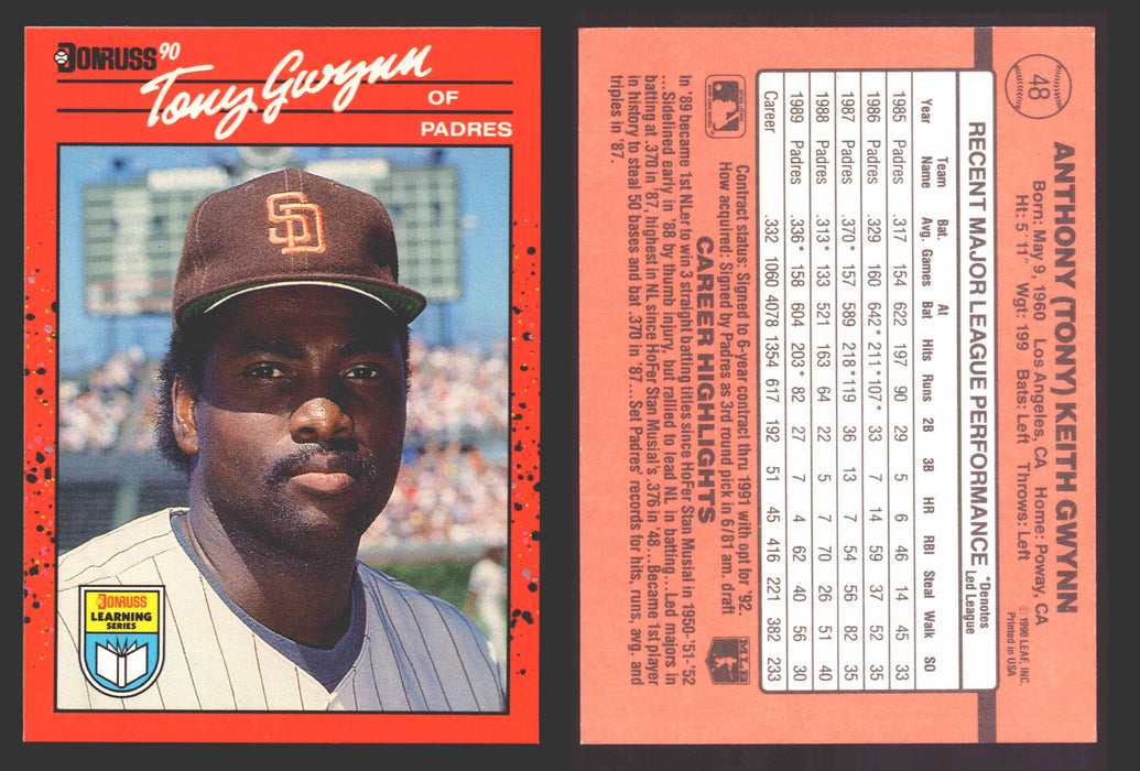 1990 Donruss Baseball Learning Series Trading Card You Pick Singles #1-55 #	48 Tony Gwynn  - TvMovieCards.com