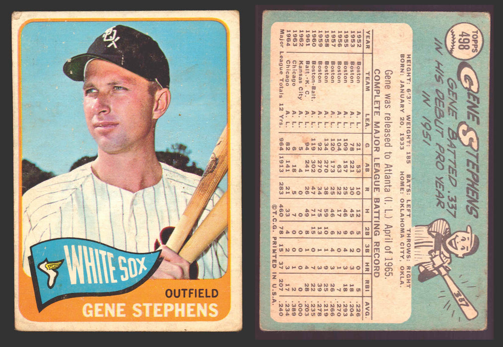 1965 Topps Baseball Trading Card You Pick Singles #400-#499 VG/EX #	498 Gene Stephens - Chicago White Sox  - TvMovieCards.com