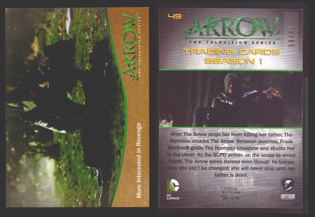 Arrow Season 1 Gold Parallel Base Trading Card You Pick Singles #1-95 xx/40 #	  49   More Interested in Revenge  - TvMovieCards.com