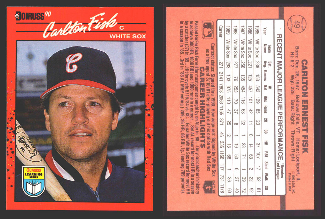 1990 Donruss Baseball Learning Series Trading Card You Pick Singles #1-55 #	49 Carlton Fisk  - TvMovieCards.com