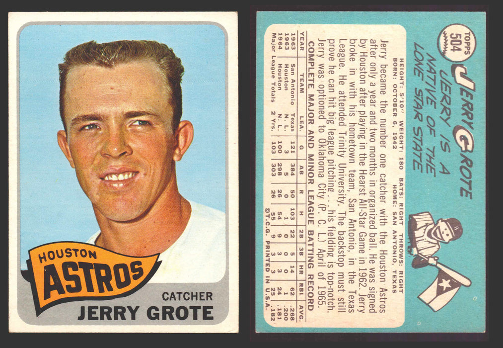 1965 Topps Baseball Trading Card You Pick Singles #500-#598 VG/EX #	504 Jerry Grote - Houston Astros  - TvMovieCards.com