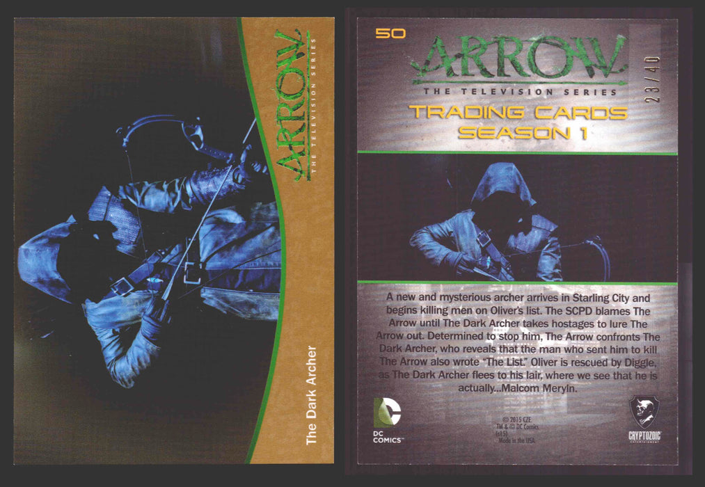 Arrow Season 1 Gold Parallel Base Trading Card You Pick Singles #1-95 xx/40 #	  50   The Dark Archer  - TvMovieCards.com