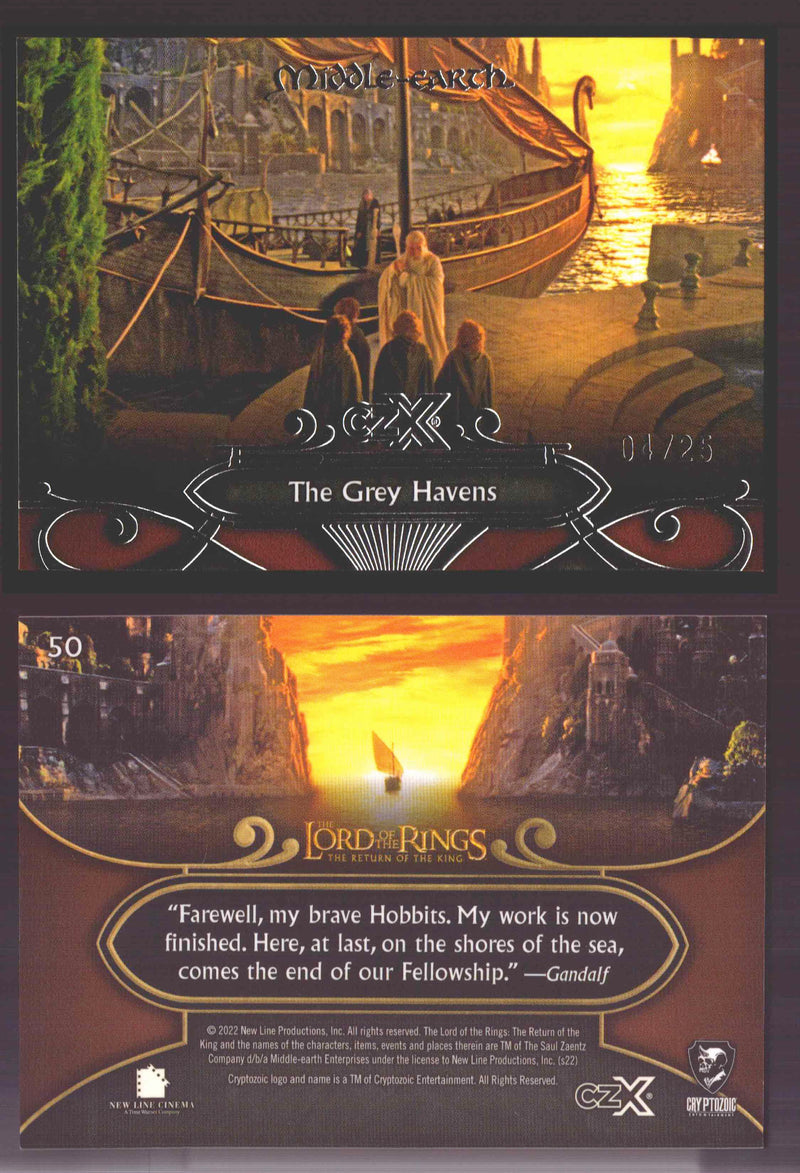 2022 Cryptozoic CZX Middle Earth Silver Parallel Base Card Singles 1-50 #/25