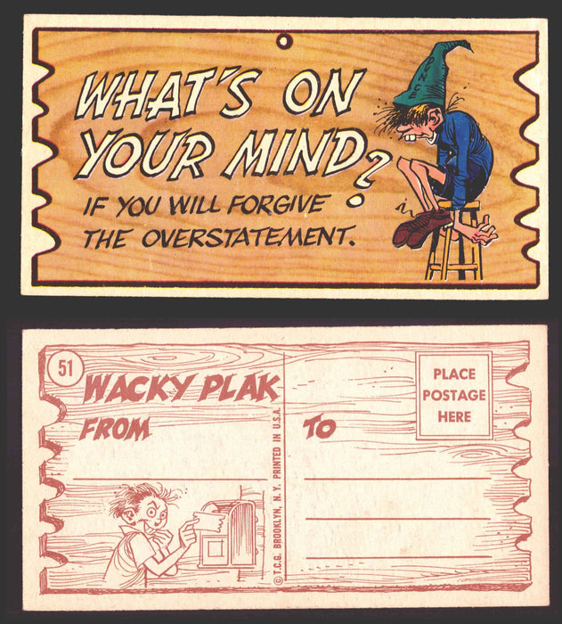 Wacky Plaks 1959 Topps Vintage Trading Cards You Pick Singles #1-88 #	 51   What's on your mind? - If you will forgive the overstatement  - TvMovieCards.com