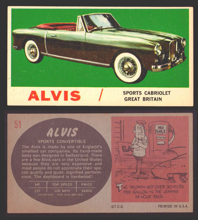 1961 Topps Sports Cars (Gray Back) Vintage Trading Cards #1-#66 You Pick Singles #51 Alvis  - TvMovieCards.com