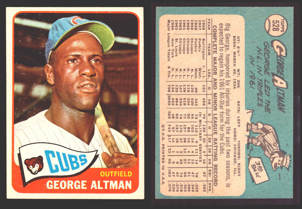1965 Topps Baseball Trading Card You Pick Singles #500-#598 VG/EX #	528 George Altman - Chicago Cubs  - TvMovieCards.com