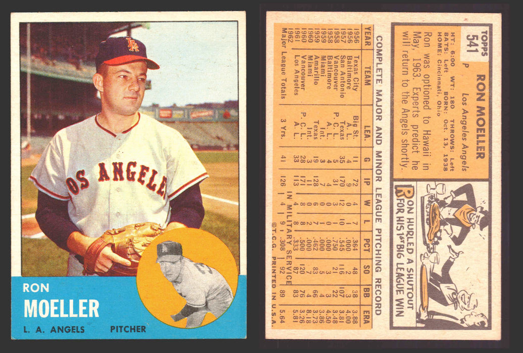 1963 Topps Baseball Trading Card You Pick Singles #500-#599 VG/EX #	541 Ron Moeller - Los Angeles Angels  - TvMovieCards.com