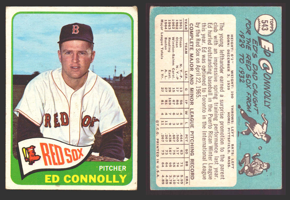 1965 Topps Baseball Trading Card You Pick Singles #500-#598 VG/EX #	543 Ed Connolly - Boston Red Sox RC SP  - TvMovieCards.com