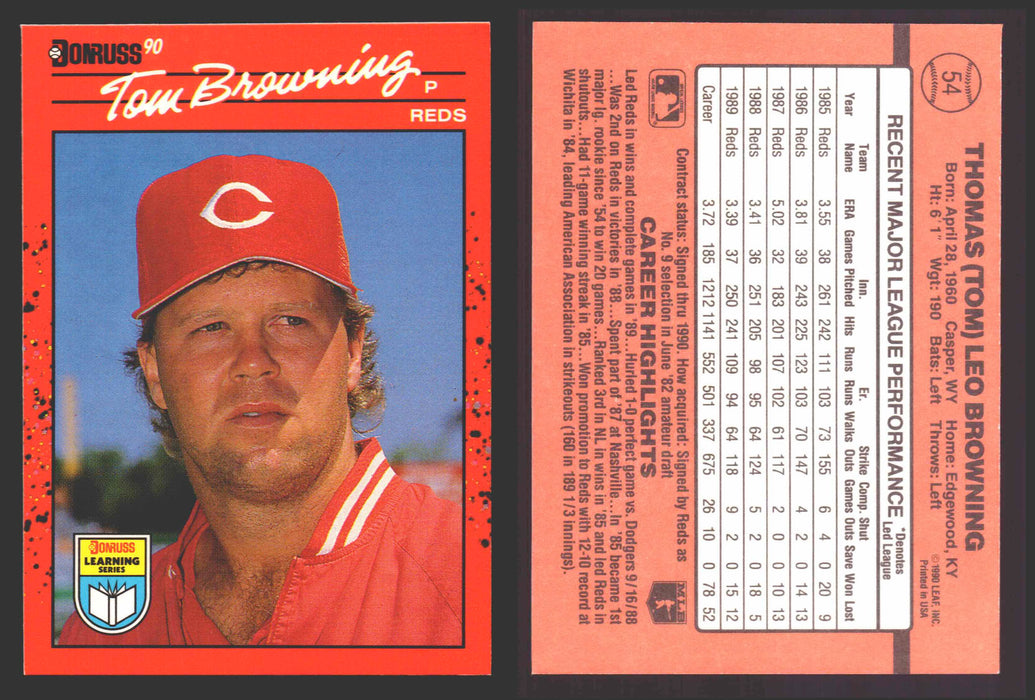1990 Donruss Baseball Learning Series Trading Card You Pick Singles #1-55 #	54 Tom Browning  - TvMovieCards.com