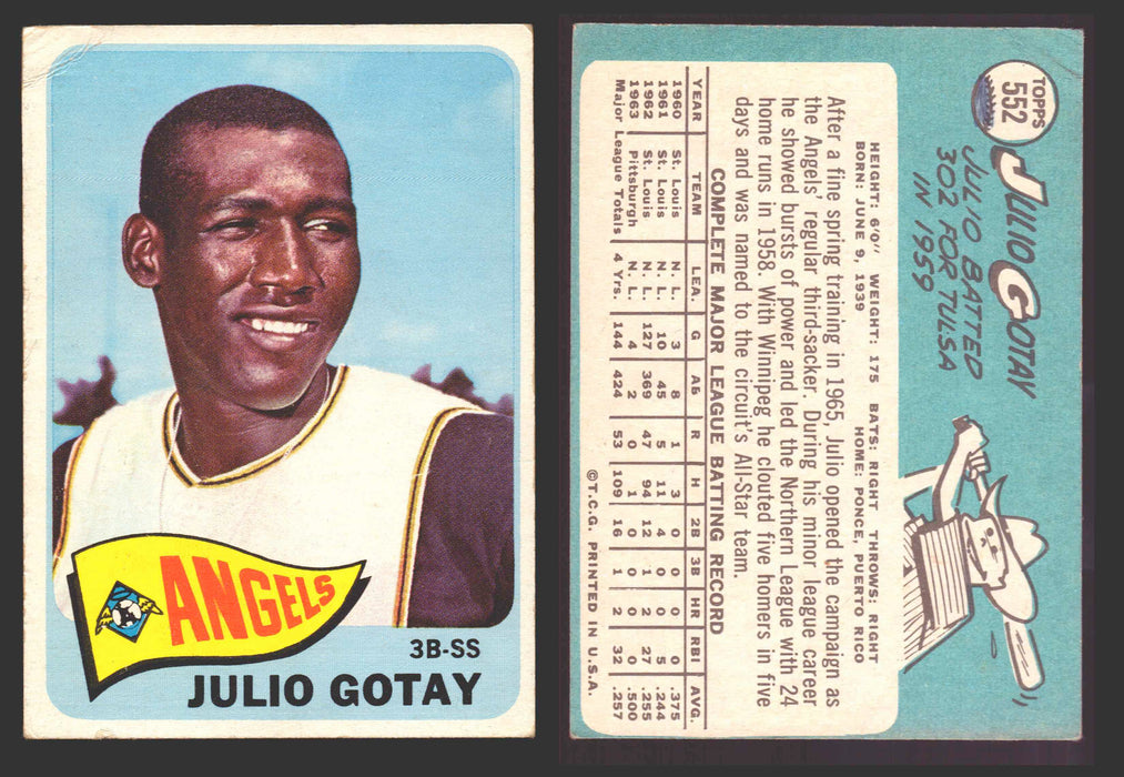 1965 Topps Baseball Trading Card You Pick Singles #500-#598 VG/EX #	552 Julio Gotay - Los Angeles Angels (marked)  - TvMovieCards.com