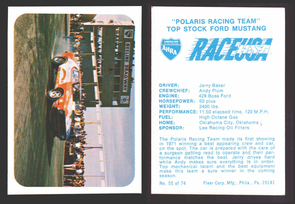 Race USA AHRA Drag Champs 1973 Fleer Vintage Trading Cards You Pick Singles 55 of 74   "Polaris Racing Team"  - TvMovieCards.com