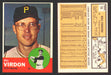 1963 Topps Baseball Trading Card You Pick Singles #1-#99 VG/EX #	55 Bill Virdon - Pittsburgh Pirates  - TvMovieCards.com