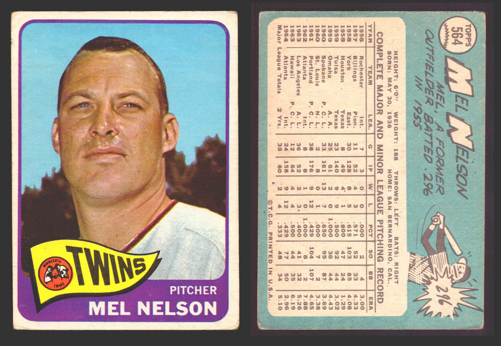 1965 Topps Baseball Trading Card You Pick Singles #500-#598 VG/EX #	564 Mel Nelson - Minnesota Twins  - TvMovieCards.com