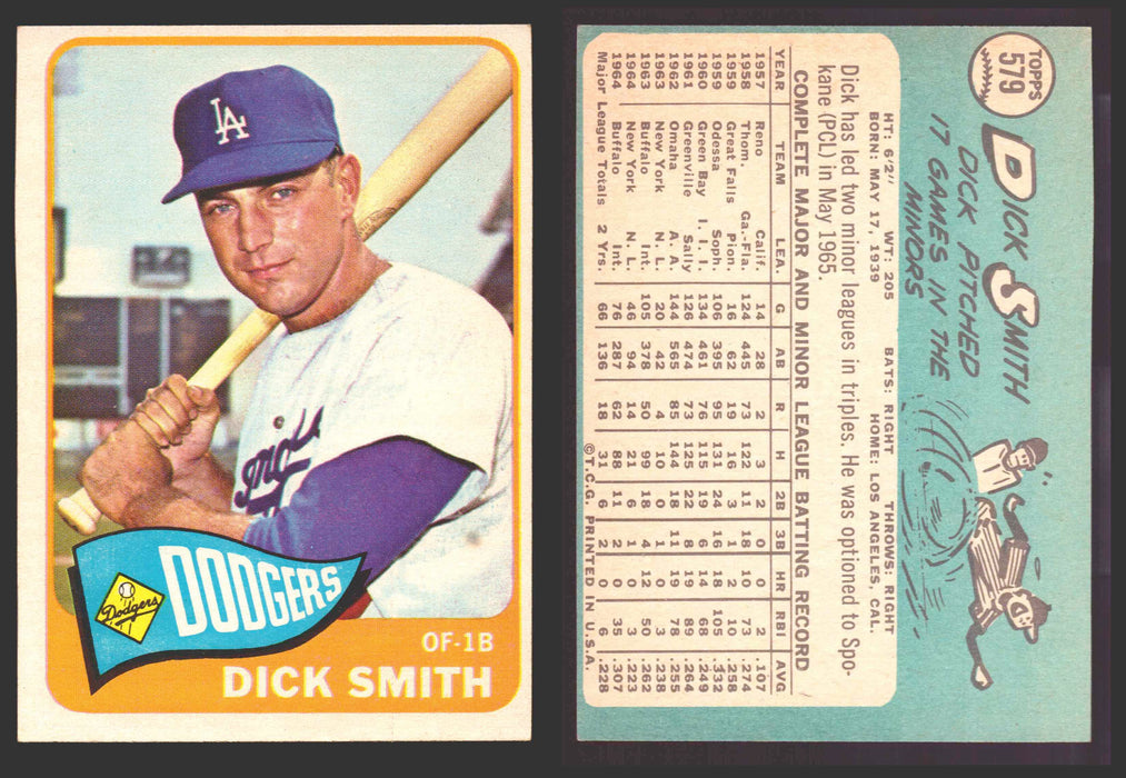 1965 Topps Baseball Trading Card You Pick Singles #500-#598 VG/EX #	579 Dick Smith - Los Angeles Dodgers SP  - TvMovieCards.com