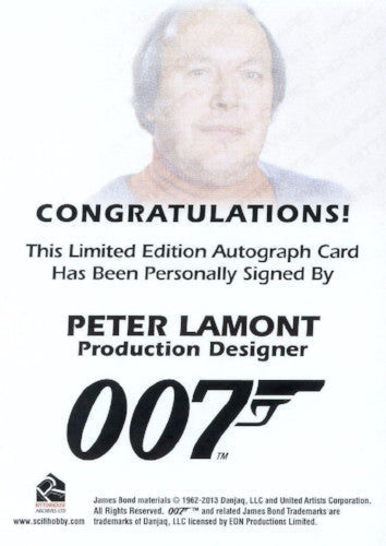 James Bond Archives 2014 Edition Peter Lamont Autograph Card   - TvMovieCards.com